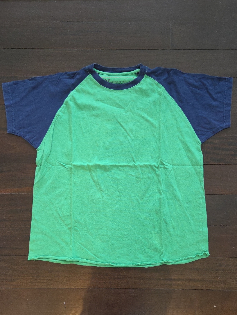 MEN'S MODERN CULTURE NAVY BLUE & GREEN BASEBALL T SHIRT SZ LARGE $50